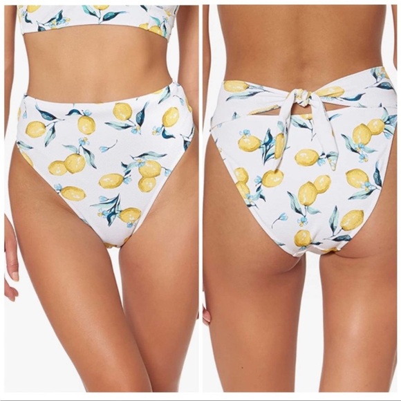 NWOT Jessica Simpson Lemon Print Swimsuit Bikini bottom Medium - Picture 1 of 7